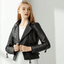 Jaqueta Feminina de Couro Zíper Casual
