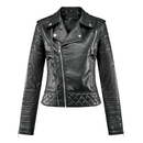 Jaqueta Feminina de Couro Zíper Outwear