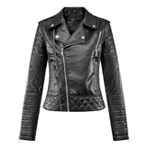 Jaqueta Feminina de Couro Zíper Outwear