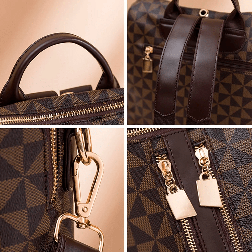 Mochila Feminina em Couro + Carteira - Classic Elegance