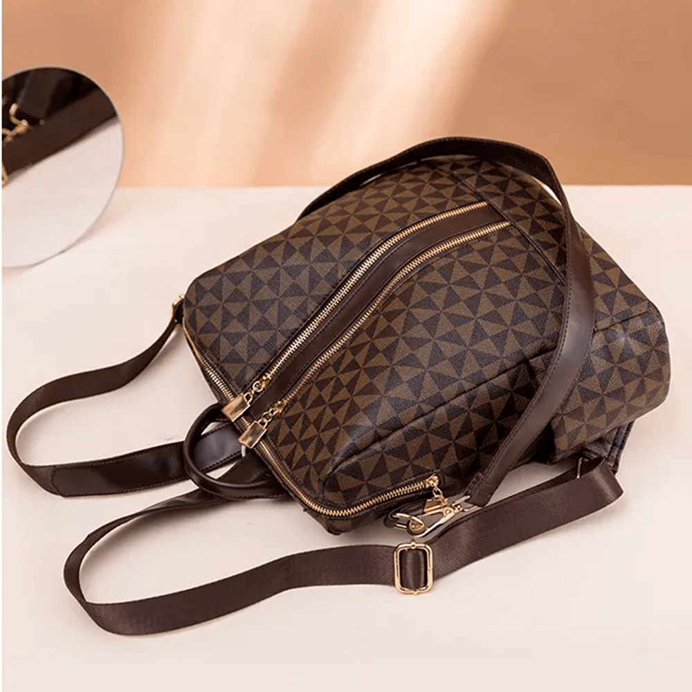 Mochila Feminina em Couro + Carteira - Classic Elegance