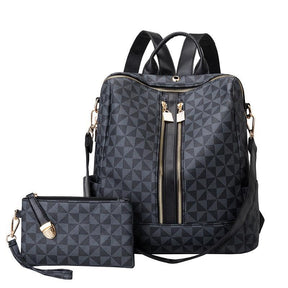 Mochila Feminina em Couro + Carteira - Classic Elegance