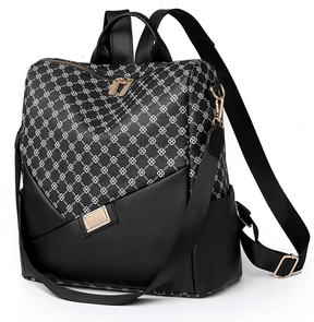 Mochila Feminina Xadrez em Couro Genuino - Levian Premium
