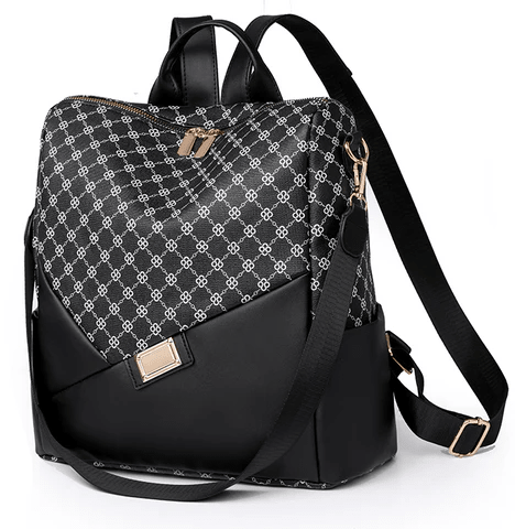 Mochila Feminina Xadrez em Couro Genuino - Levian Premium