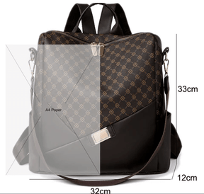 Mochila Feminina Xadrez em Couro Genuino - Levian Premium