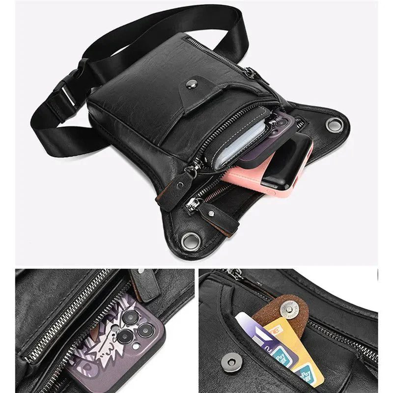 Pochete Masculino de Perna em Couro Genuino - Army Premium