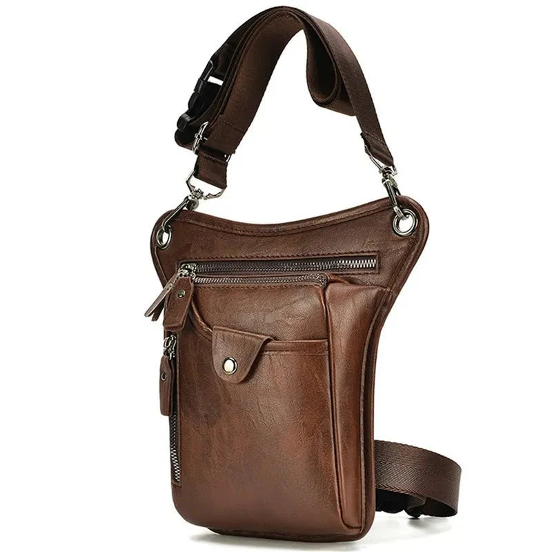 Pochete Masculino de Perna em Couro Genuino - Army Premium